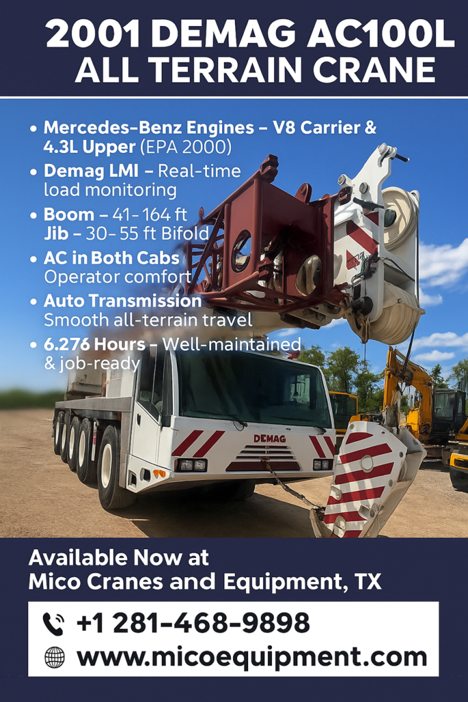 Key Features of the 2001 Demag AC100L All-Terrain Crane
