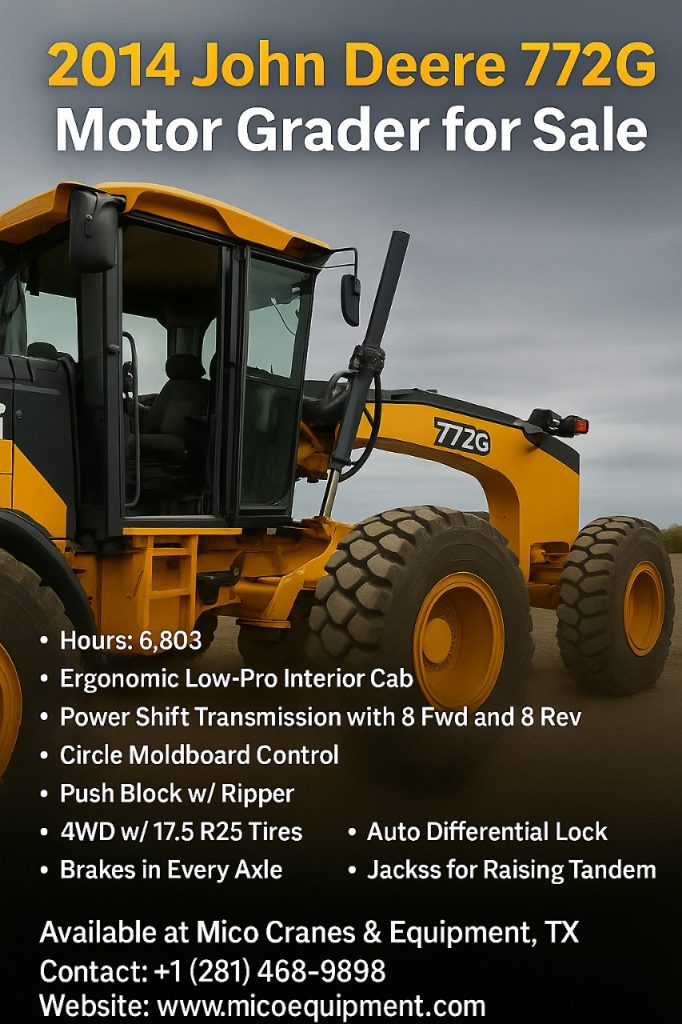 2014 Used JOHN DEERE 772G Motor Graders for Sale in HOUSTON, TEXAS