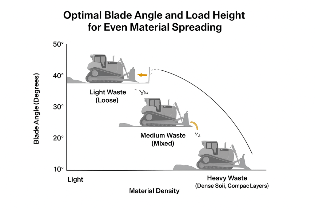 Optimal Blade Angle and Load Height for Even Material Spreading