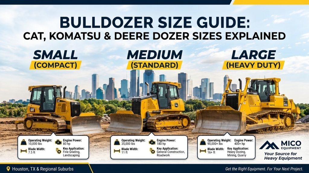 Bulldozer Size of CAT, Komatsu & Deere Dozer Sizes