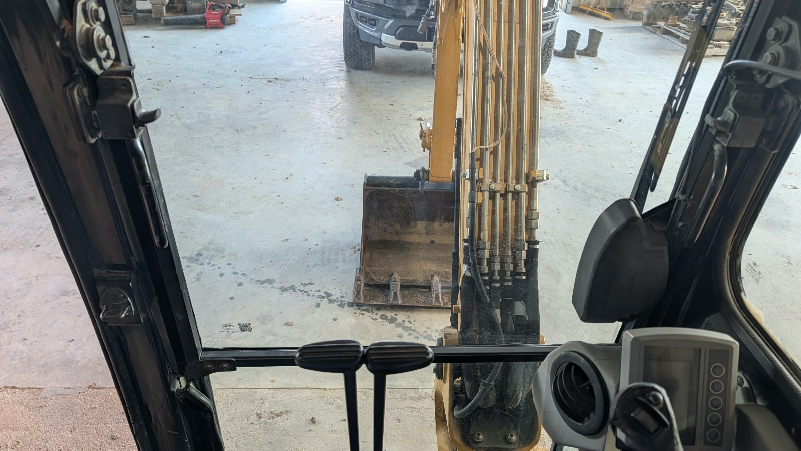 2015 Caterpillar 304E CR Mini Excavator Operator Field of View Toward Hydraulic Boom and Bucket